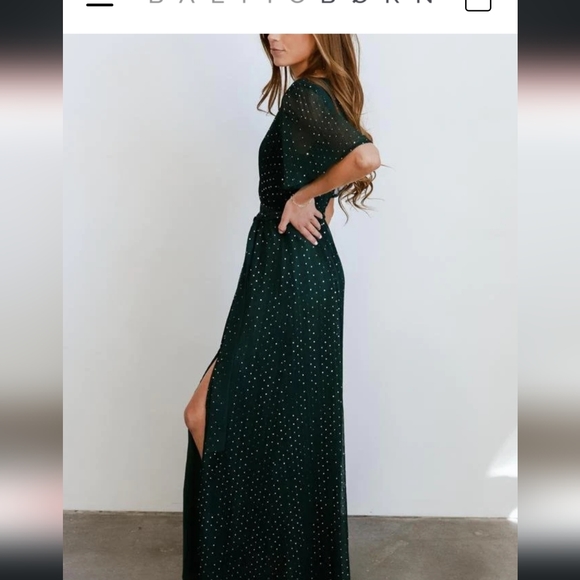 Baltic Born Dresses Baltic Born Emerald Sparkle Slit Bridesmaid
